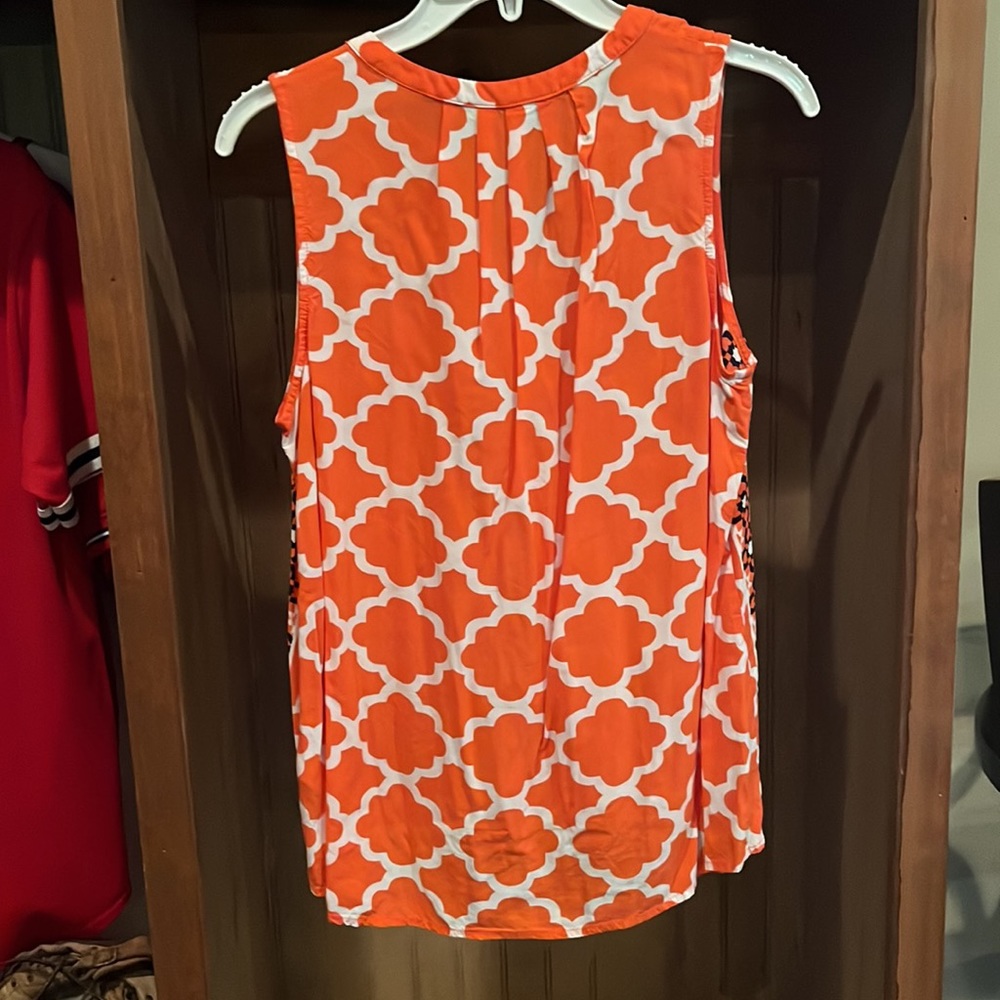 NWOT LP orange and white sleeveless blouse - Picture 8 of 8